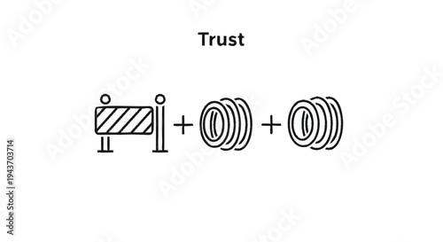 Trust word puzzle with barrier and coils illustration.