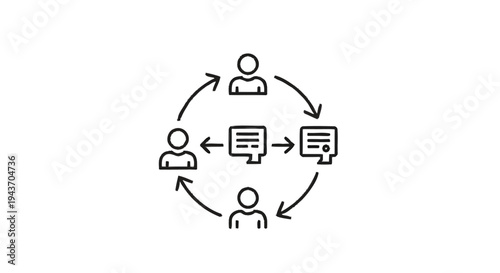 Teamwork and Collaboration Network Diagram with People and Documents.