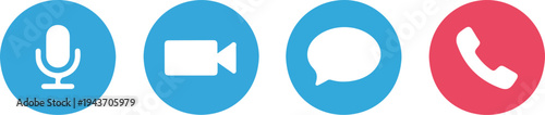 Video call icon set for online meeting communication webcam chat and video conference vector illustration