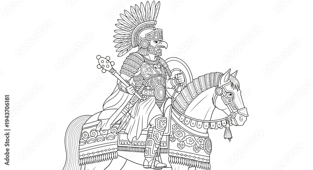 Fototapeta premium Warrior King on Horseback, Ancient Warrior, Royal Rider, Majestic Horse, Historical Figure