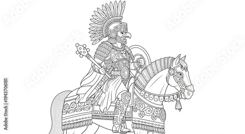 Warrior King on Horseback, Ancient Warrior, Royal Rider, Majestic Horse, Historical Figure