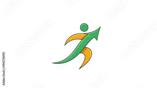 Abstract Human Figure with Upward Arrow Symbolizing Growth.