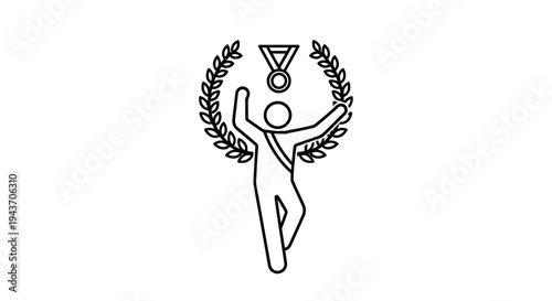 Winner Holding Medal and Laurel Wreath, Celebrating Victory and Achievement