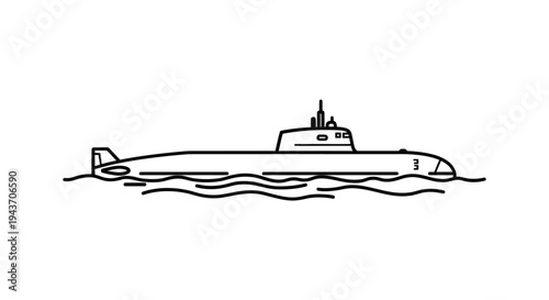 Submarine Silhouette on Water: Naval Warfare, Military Technology, Underwater Exploration