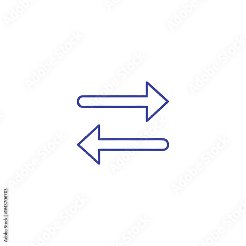 Two opposing arrows indicating direction and exchange.
