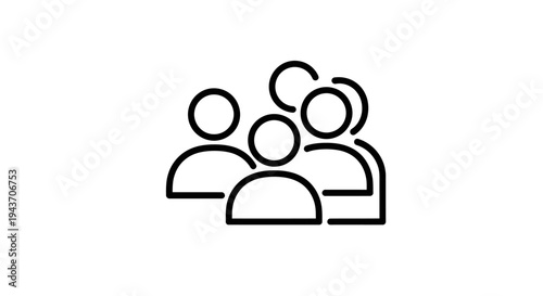 Simple Line Art Icon Representing A Group Of People.