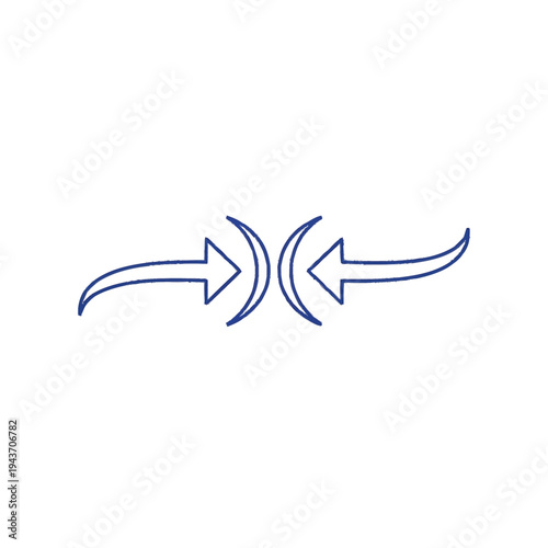 Two opposing arrows meeting in the middle abstractly.