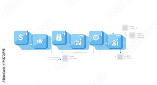 Set of 6 finance and business icons vector