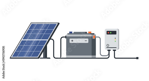 Solar panel system with battery and inverter vector