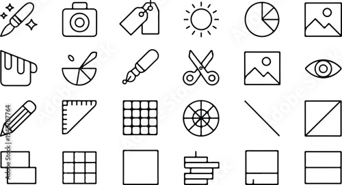 Set of image editing icons including photo picture gallery crop and adjustment symbols vector illustrationPrint