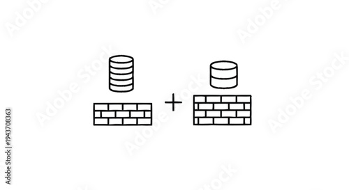 Two stacked coins on brick walls with a plus sign.