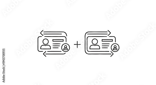 Two Identical ID Cards with Arrows Indicating Exchange.