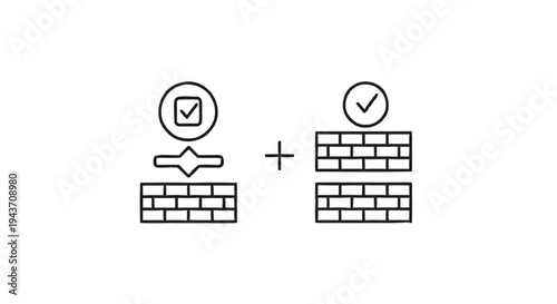 Two Brick Wall Sections with Checkmarks Symbolizing Approval.