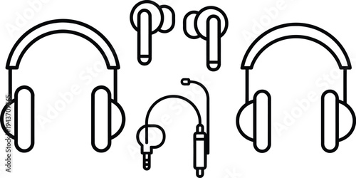 Set of 5 audio equipment icons vector
