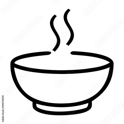 Hot Soup Bowl Ready to Eat Outline Icon