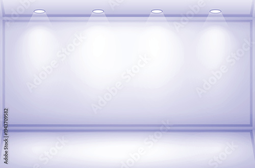 Gallery Interior Design with empty wall and lights