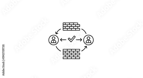 Two people communicating through a secure firewall connection.