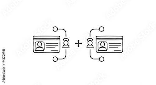 Two Digital Identity Cards Connected to People Icons.