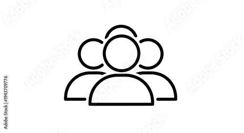 Simple Line Art Icon Representing a Group of People.