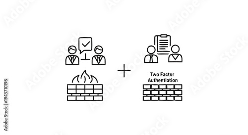 Two Factor Authentication and Firewall Security Concept.