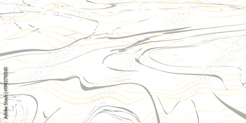 White marble with gold and grey veins surface abstract background. Decorative acrylic paint pouring rock marble texture. Horizontal natural grey and gold abstract pattern.