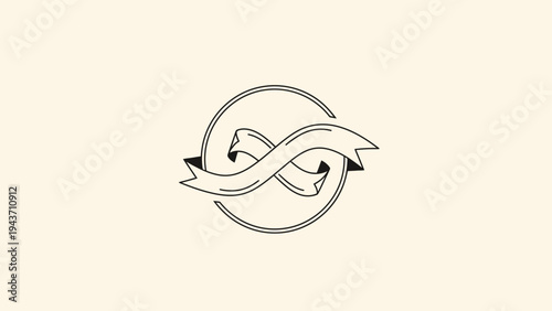 Vintage Circular Emblem with Ribbon Design.