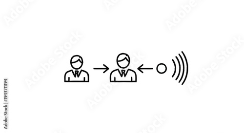 Two people connected by wireless technology communication.