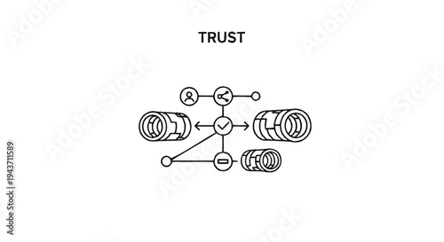Trust concept illustration with interconnected elements and gears.