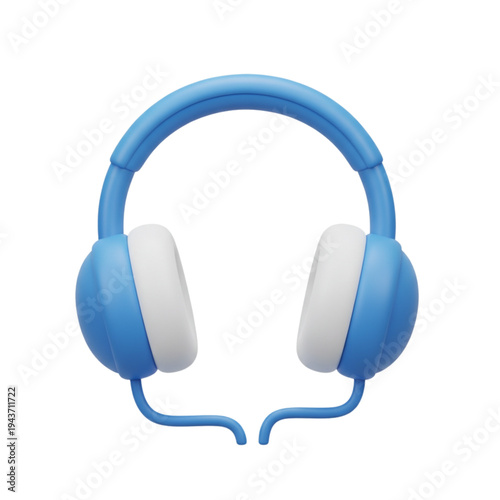 Bright sky-blue and white modern headphones centered on clean backdrop, sleek product view