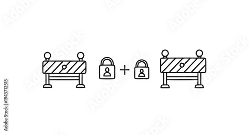 Two Road Barriers Secured with Padlocks Illustration.