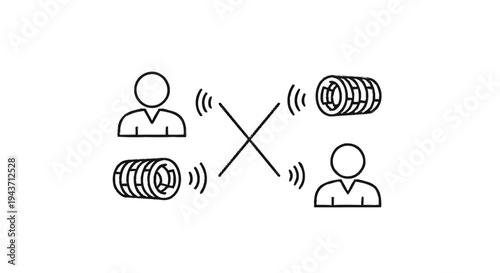 Two people exchanging money wirelessly through technology.