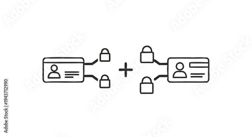 Two Secure Digital Identities Linked Together with Locks.