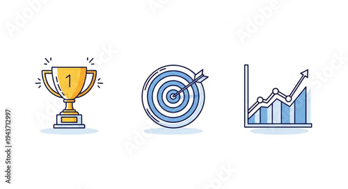 Set of Three Business and Growth Icons.
