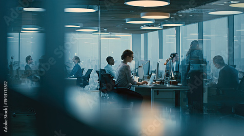 Timelapse of people working in a busy office concept. Modern office environment filled with professionals at work.