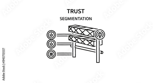 Trust Segmentation Concept Illustration with Barriers and Icons.