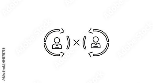 Two people icons with circular arrows indicating interaction.