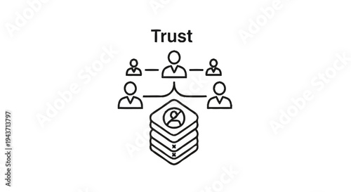 Trust network connecting people to a central database server.