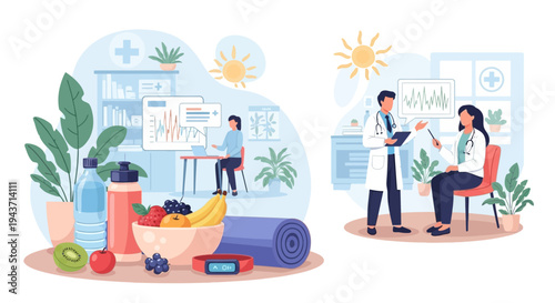 Doctor consultation for health and wellness with healthy lifestyle choices