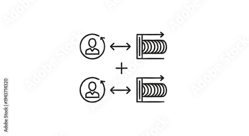 Two people interacting with data storage devices.