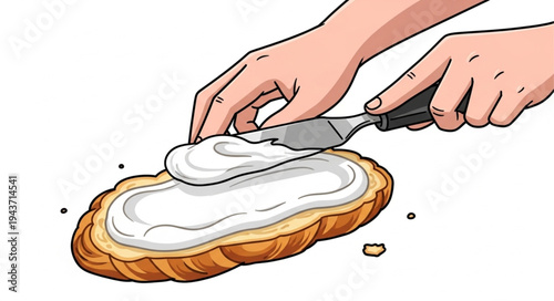 Spreading Butter on Toast Illustration.