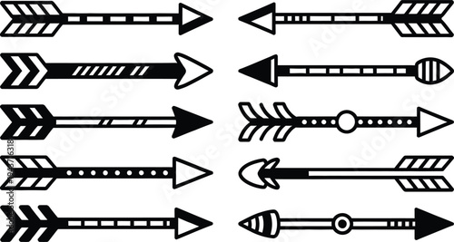 Set of 12 black arrows vector icons