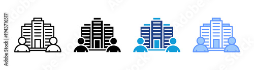 Building icon set multiple style collection