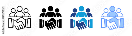 Teamwork icon set multiple style collection