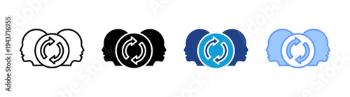 Synchronization icon set multiple style collection