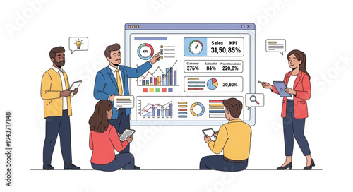 Team Brainstorming Session with Charts.