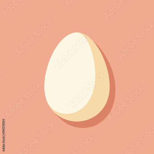 Minimalistic Illustration of a Simplified Egg with Soft Shadows and Neutral Background in Pastel Tones