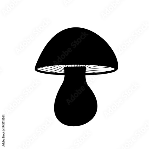 mushroomt vegetable silhouette black color isolated on white background.eps