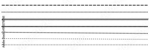 Collection of various dashed and dotted line styles .Vector Illustration .EPS 10 .