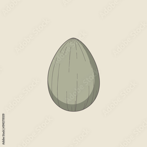 Detailed illustration of a single green egg with subtle shading and line texture set against a clean, neutral background highlighting simplicity and minimalism