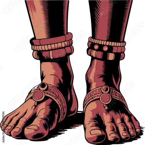 Female legs wearing stylish leather boots and red shoes fashion illustration